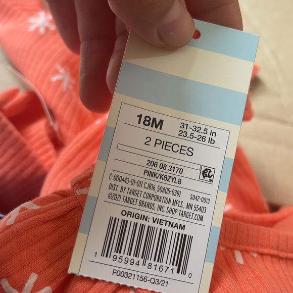 ❤️Baby Girls' Asterisk Rib Romper with Headband - Cat & Jack Coral Pink - Picture 6 of 6